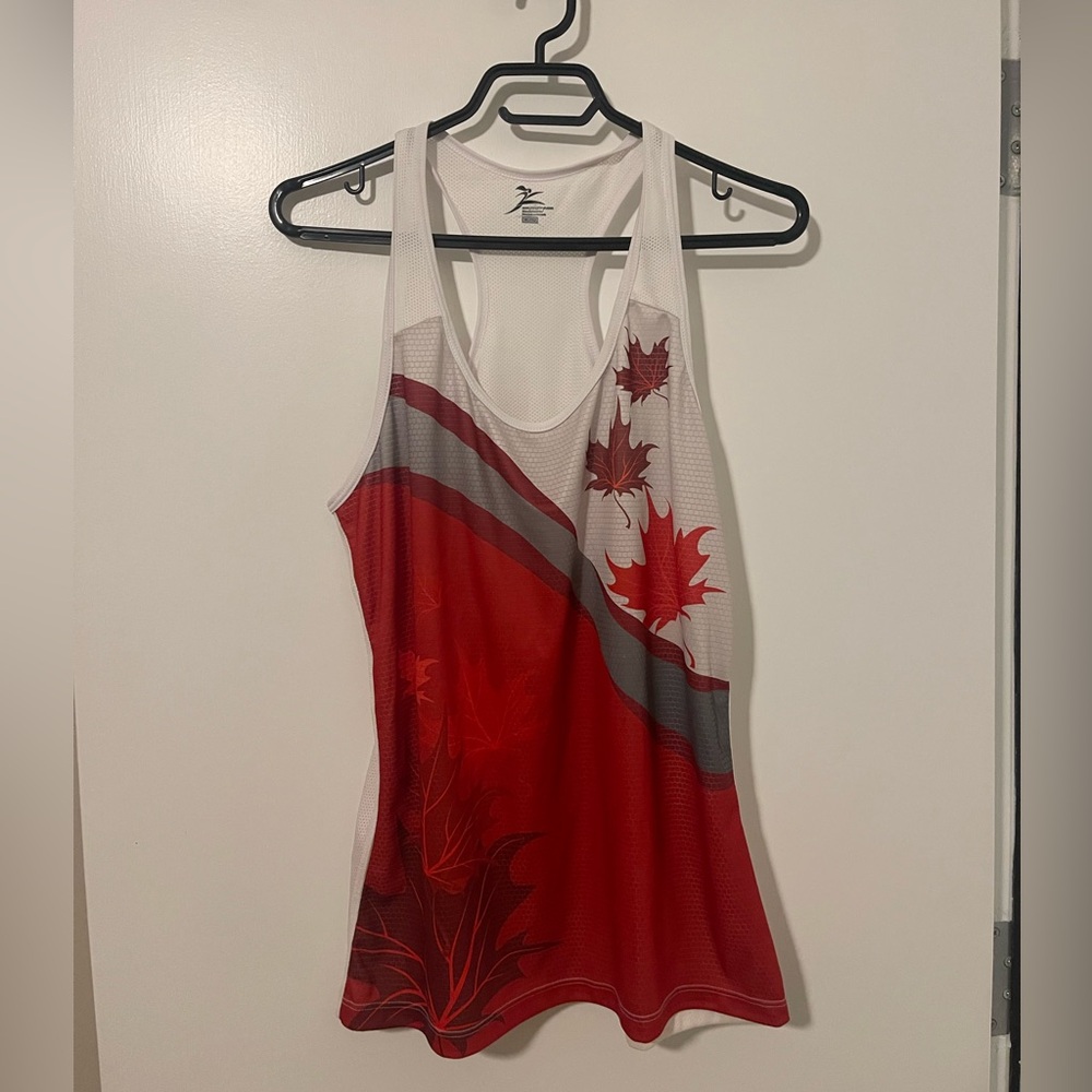 Women's Red and White exercise tank top